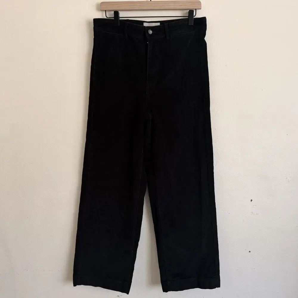 Everlane The Corduroy Wide-Leg Pant Black Size 10 High Rise Minimalist Modern